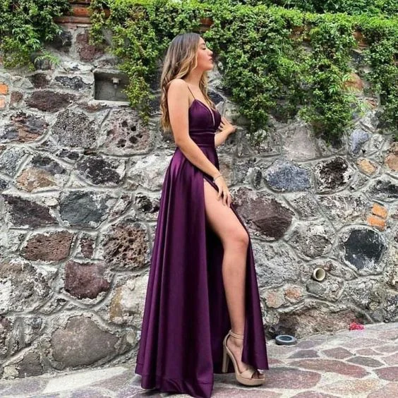 Year-End Sale Sexy Purple Long Prom Dress Party Dress With Split,DS4781