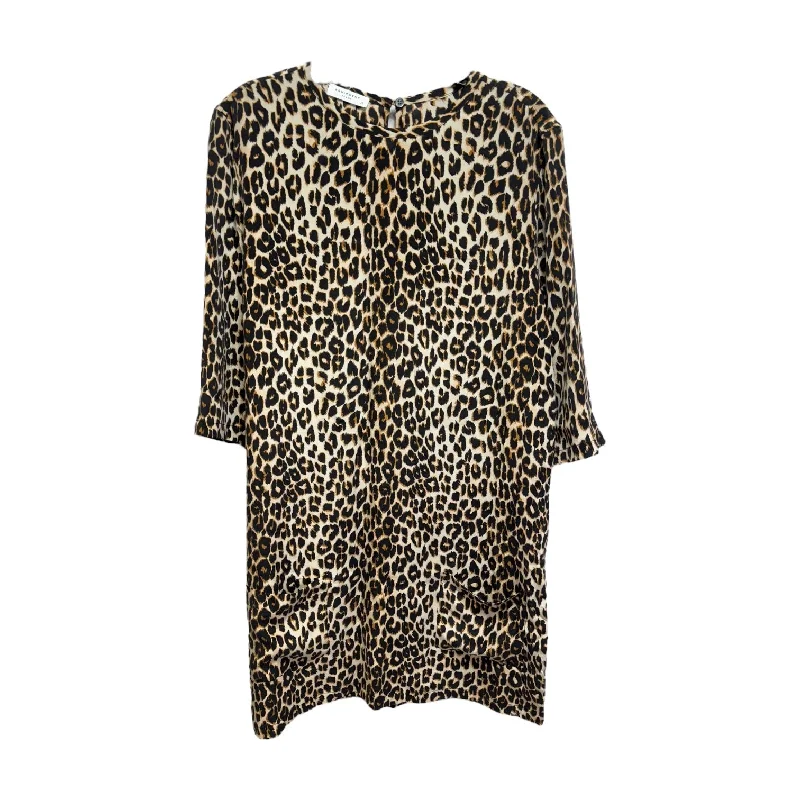 Quick Sale Silk Dress Casual Short By Equipment In Animal Print, Size: L