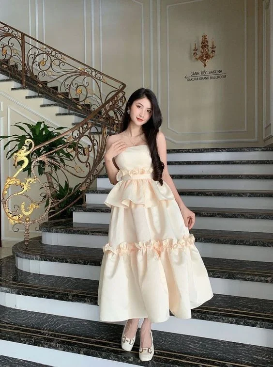 Extra Discounts Cute Ivory Strapless A-Line Long Party Dress,DP1848
