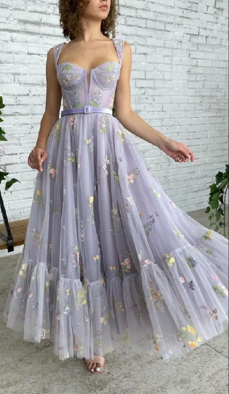 Limited Stock Modest Evening Dress Custom Made Tulle Prom Dresses,DS4777