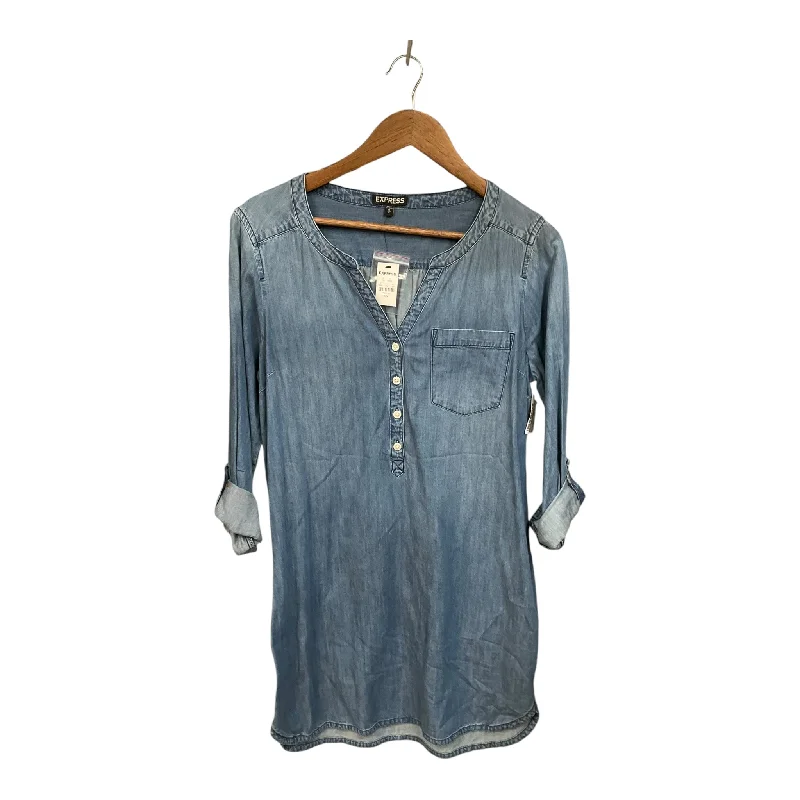 Act Fast Dress Casual Maxi By Express In Blue Denim, Size: M
