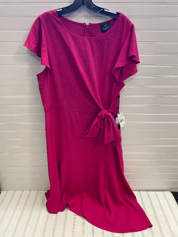 Blowout Deals Dress Party Midi By Adrianna Papell In Pink, Size: 16