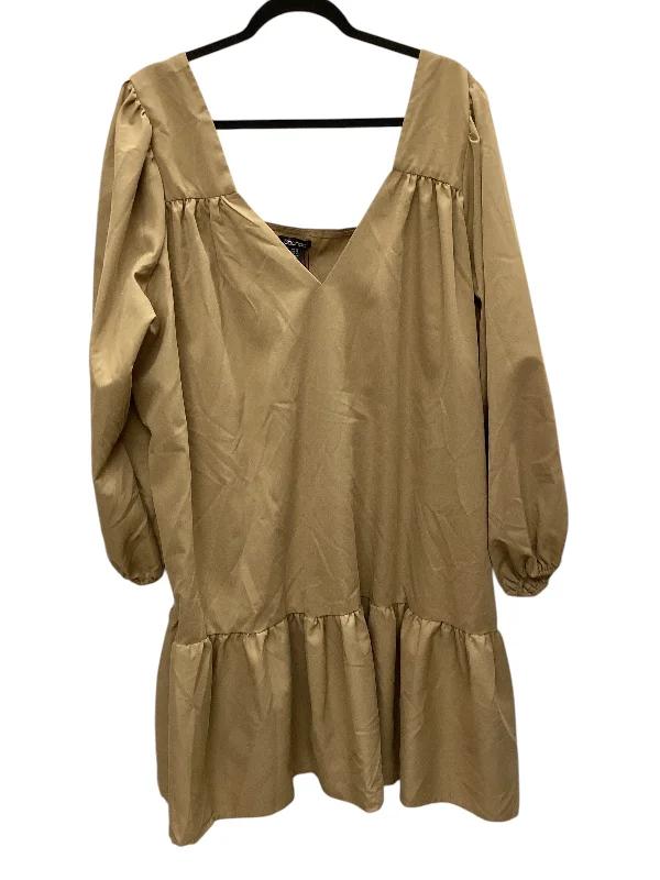 Deal Alert Dress Casual Short By Boohoo Boutique In Tan, Size: Xl