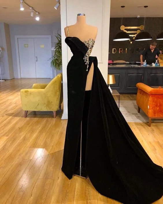 Today’s Deal Long prom dress evening dress side high split,DS4791