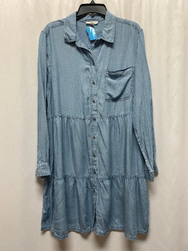 Act Now Dress Casual Midi By Beachlunchlounge In Blue Denim, Size: Xl
