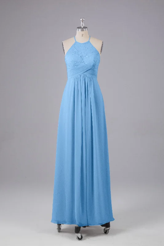 Price Break Elegant Halter Keyhole Chiffon Bridesmaid Dresses