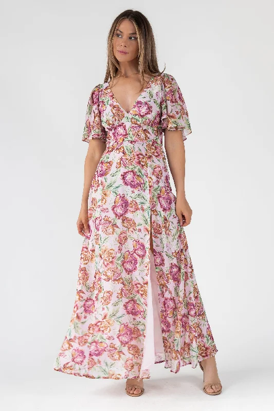 Don't Wait Birdie Veiled Floral Maxi Dress