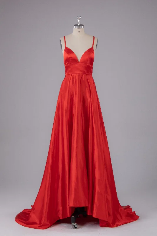 Today's Special Simple A Line Backless Sweep Train Long Prom Dress