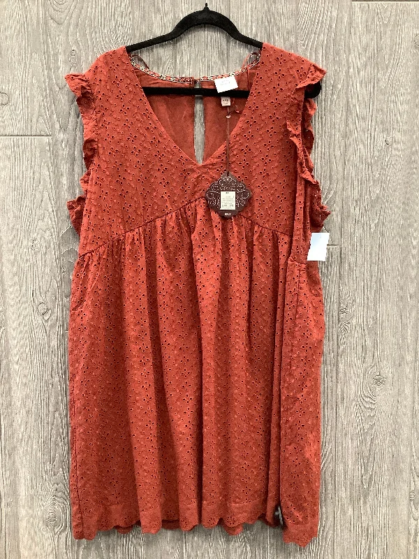 Steals and Deals Dress Casual Midi By Knox Rose In Orange, Size: Xxl