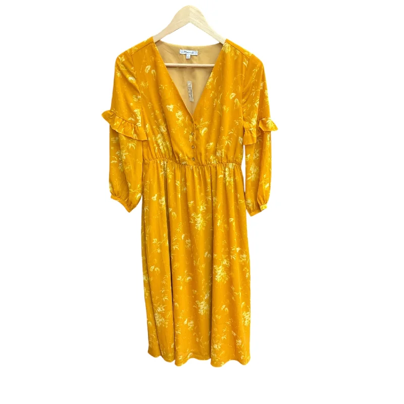 Big Discounts Dress Casual Midi By Madewell In Yellow, Size: Xs