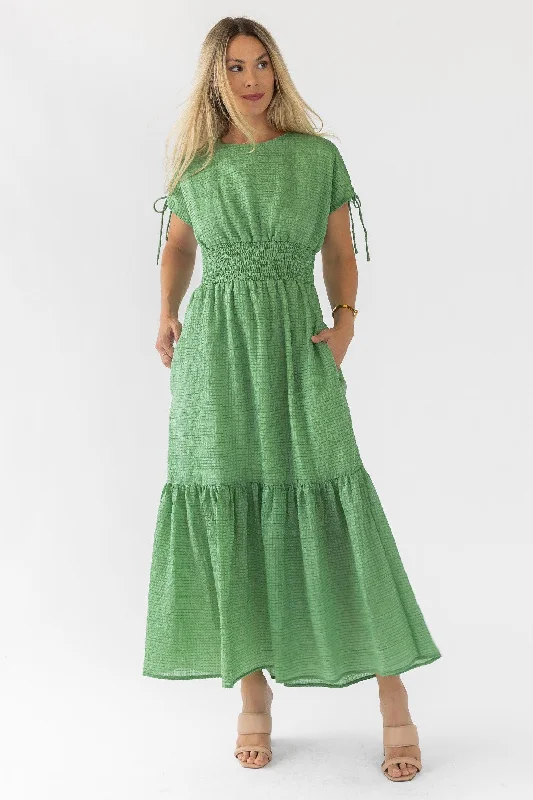 Stock Up and Save Delia Green Textured Maxi Dress - Final Sale