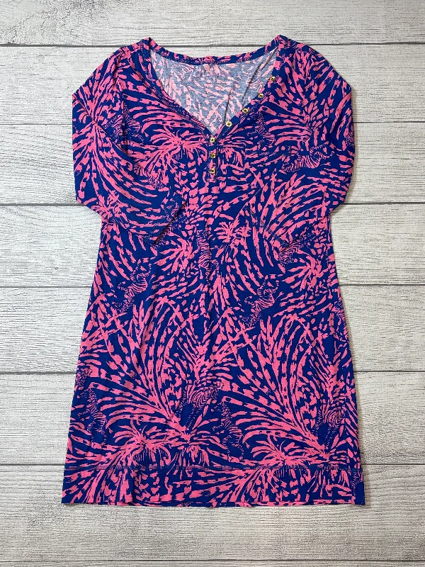 Limited Edition Dress Casual Short By Lilly Pulitzer In Blue & Pink, Size: L