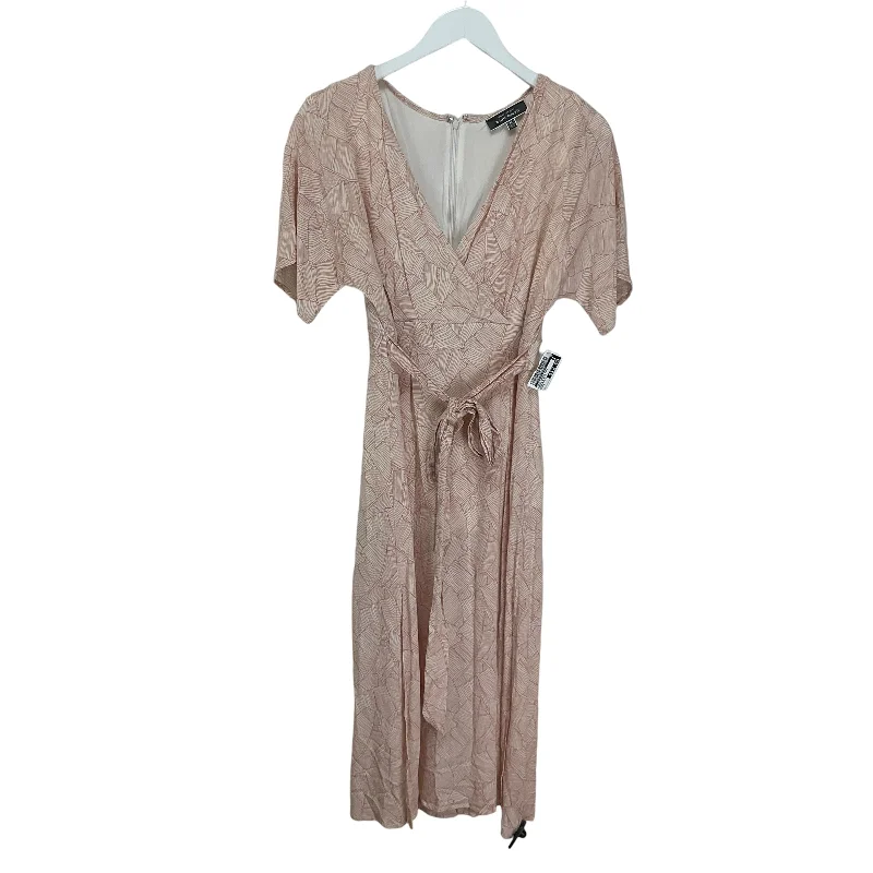 Final Sale Dress Casual Midi By Clothes Mentor In Orange & White, Size: M