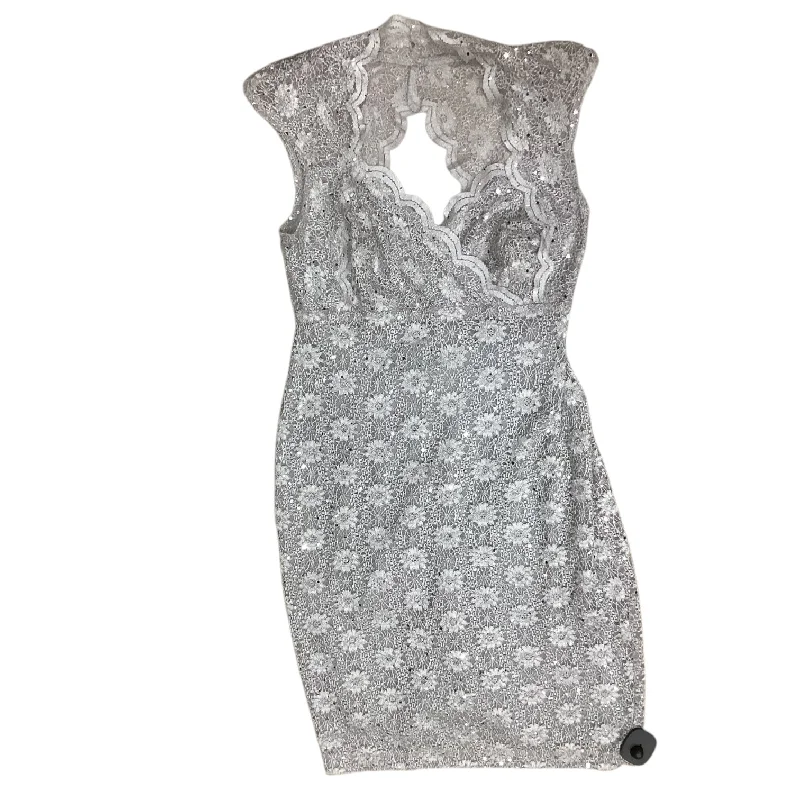 Super Sale Dress Casual Midi By Connected Apparel In Grey & Silver, Size: S