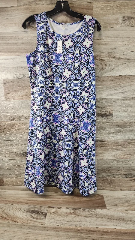 Overstock Blue & Green Dress Casual Midi Talbots, Size Petite  M