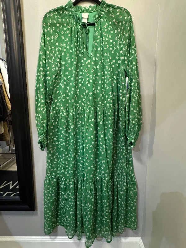 Super Deal Dress Casual Midi By H&m In Green & White, Size: S