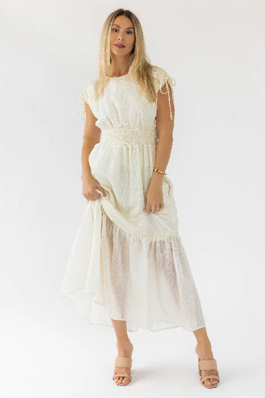 Seasonal Sale Delia Ivory Textured Maxi Dress - Final Sale