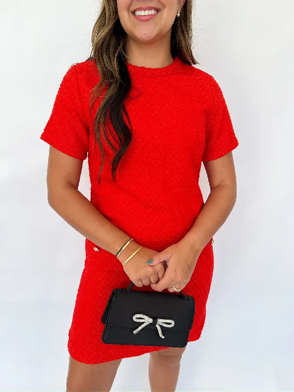 Blowout Sale Tammy Red Tweed Dress