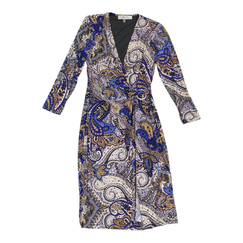 Can't Be Beat Dress Party Midi By Kasper In Blue & Gold, Size: Xs