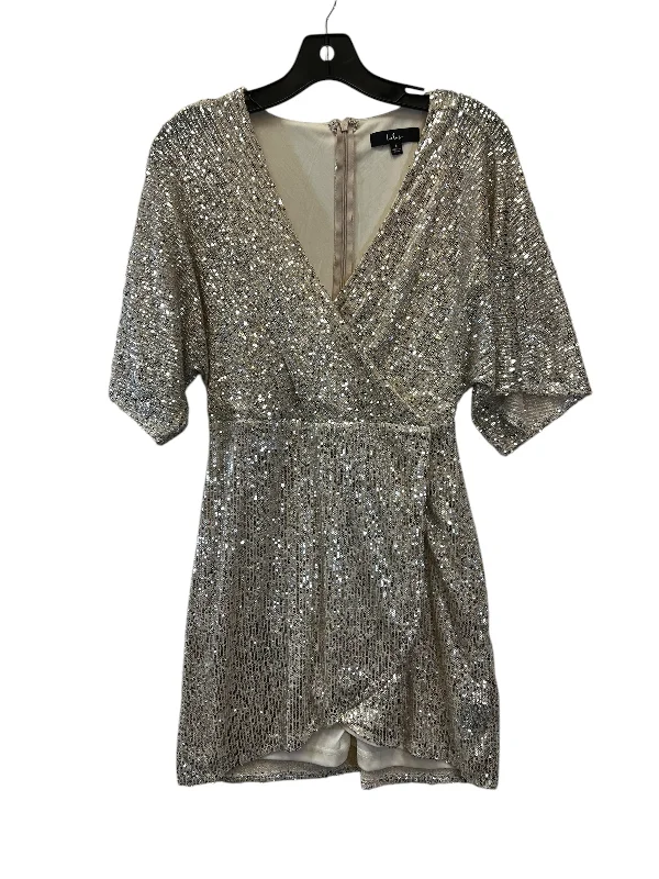 Special Savings Dress Party Short By Lulus In Silver & Tan, Size: S