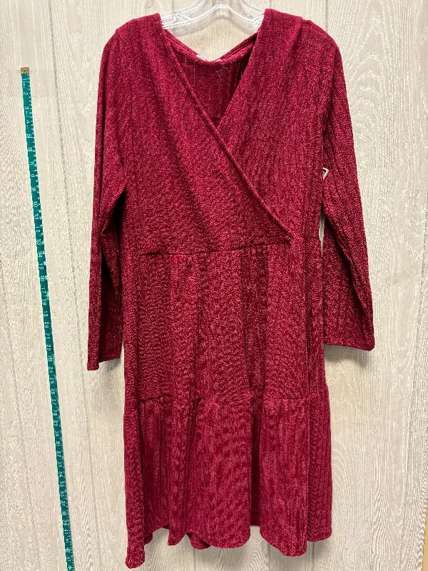 Super Sale Dress Casual Short By Chicsoul In Red, Size: 3x