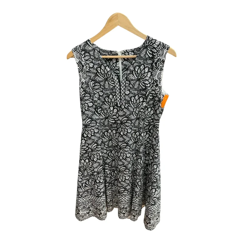 Daily Deals Dress Casual Midi By Clothes Mentor In Black & White, Size: Mp