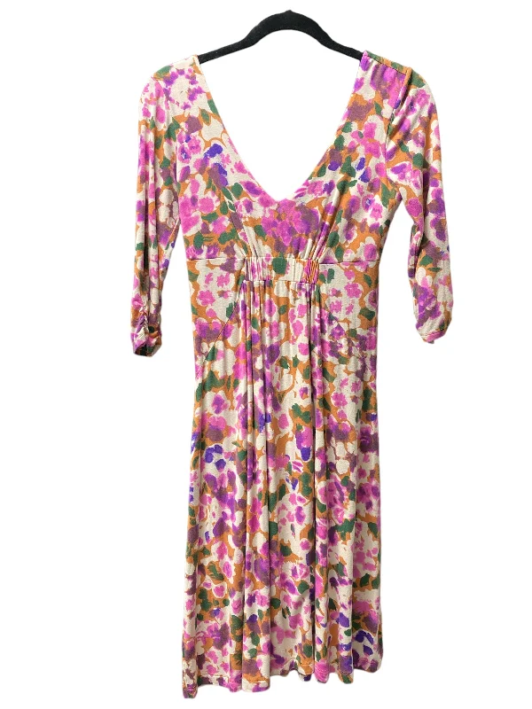 Midnight Madness Orange & Pink Dress Casual Short Cabi, Size S