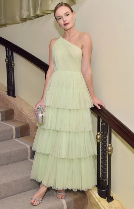Price Break Light Sage One Shoulder A-line Tulle Layers Long Party Dress,DP1779