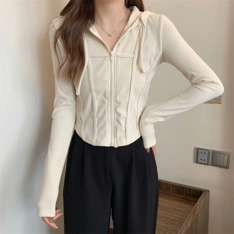 Anniversary Sale Back To School Outfits Fashion New Y2K Zip Up Hoodie Women Spring New Slim-fit Irregular Long Sleeve Sports Cropped Jackets Kpop Clothes Anniversary Sale Back To School Outfits Fashion New Y2K Zip Up Hoodie Women Spring New Slim-fit Irregular Long Sleeve Sports Cropped Jackets Kpop Clothes