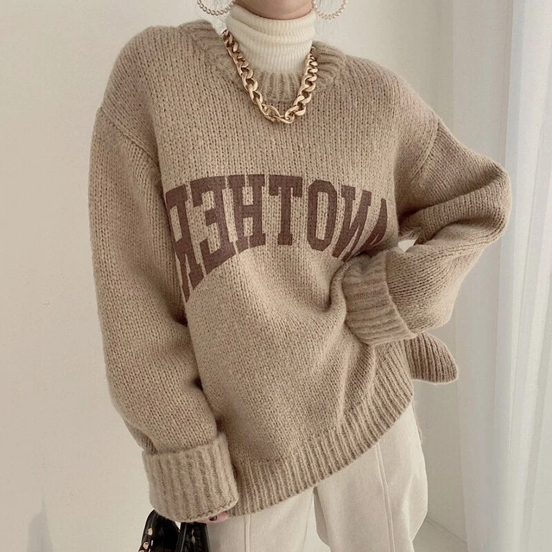 Factory Direct Sale Awakecrm Christmas Gift JMPRS Fashion Letter Printed Knitted Female Pullovers O-neck Long Sleeve Women Sweaters Autumn Winter New Outerwear Tops Factory Direct Sale Awakecrm Christmas Gift JMPRS Fashion Letter Printed Knitted Female Pullovers O-neck Long Sleeve Women Sweaters Autumn Winter New Outerwear Tops