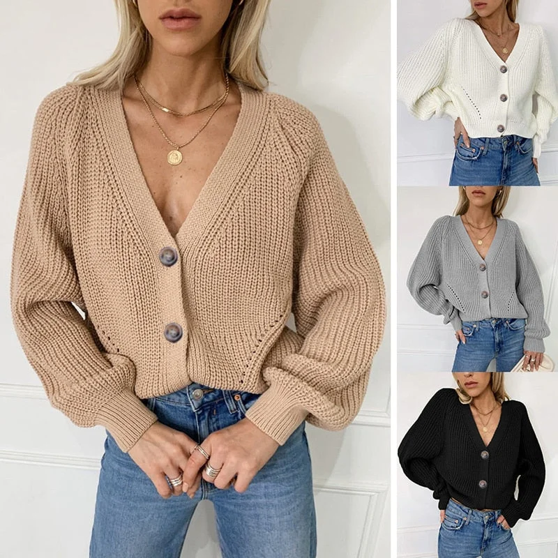 Super Sale Awakecrm Christmas Gift JMPRS Sexy V Neck Women Cardigans Sweater Autumn Lantern Long Sleeve Knitted Solid Oversize Knitwear Loose Winter Tops Super Sale Awakecrm Christmas Gift JMPRS Sexy V Neck Women Cardigans Sweater Autumn Lantern Long Sleeve Knitted Solid Oversize Knitwear Loose Winter Tops