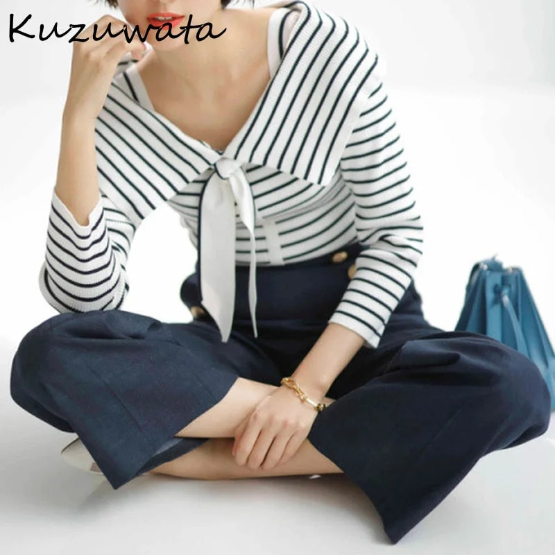 Customer Appreciation Sale Awakecrm Christmas Gift Kuzuwata Spring Chic Stripes Hit Color Patchwork Women Pullover New Sailor Collar Drawstring Knit Woman Sweaters Fashion Tops Customer Appreciation Sale Awakecrm Christmas Gift Kuzuwata Spring Chic Stripes Hit Color Patchwork Women Pullover New Sailor Collar Drawstring Knit Woman Sweaters Fashion Tops