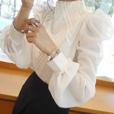 Markdown Madness Awakecrm Christmas Gift New spring autumn Women puff Sleeve Stand Collar Chiffon Blouses office Ladies tops shirt plus size 2XL! Markdown Madness Awakecrm Christmas Gift New spring autumn Women puff Sleeve Stand Collar Chiffon Blouses office Ladies tops shirt plus size 2XL!
