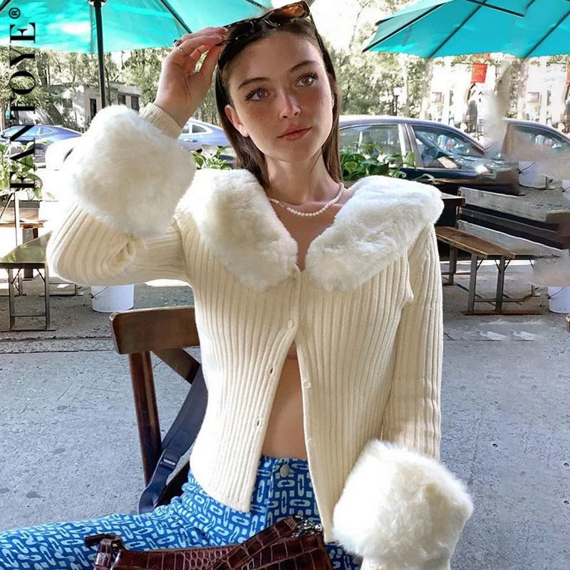 New Deals Awakecrm Fantoye Knitted Sexy Detachable Fur Collar Women Sweater Brown Cardigans O Neck Single-breasted Sweater Fashion Solid Slim Tops New Deals Awakecrm Fantoye Knitted Sexy Detachable Fur Collar Women Sweater Brown Cardigans O Neck Single-breasted Sweater Fashion Solid Slim Tops