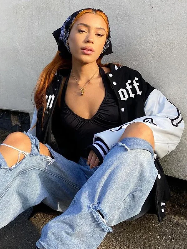 Price Cut Awakecrm Heyoungirl Hip Hop Harajuku Casual Bomber Jacket Women Vintage Oversized Printed Baseball Racing Uniform Coats Streetwear
