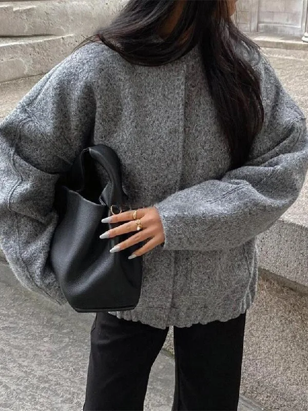 Friends and Family Sale Joskka Oversized Bomber Jackets Women Vintage Stand Collar Long Sleeve Coats with Pockets Casual Loose Female Outwear Fall Outfits Friends and Family Sale Joskka Oversized Bomber Jackets Women Vintage Stand Collar Long Sleeve Coats with Pockets Casual Loose Female Outwear Fall Outfits