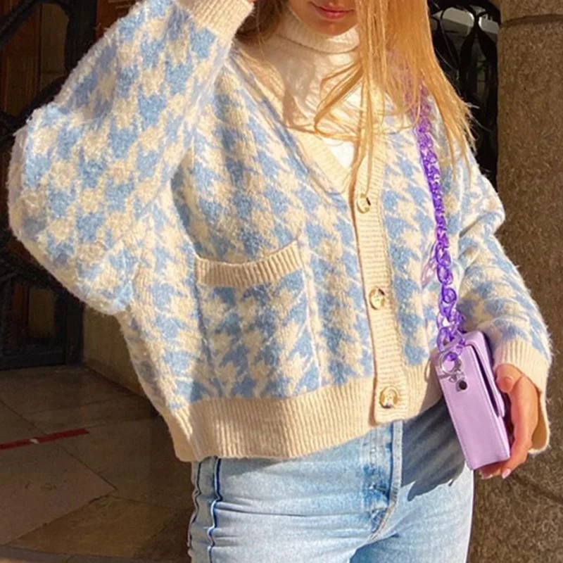 Customer Appreciation Sale Joskka Plaid Print Cardigan Sweater Women Long Sleeve Short Knitted Sweater Autumn Casual V-Neck Streetwear Coats Loose Pull Fall Outfits Customer Appreciation Sale Joskka Plaid Print Cardigan Sweater Women Long Sleeve Short Knitted Sweater Autumn Casual V-Neck Streetwear Coats Loose Pull Fall Outfits