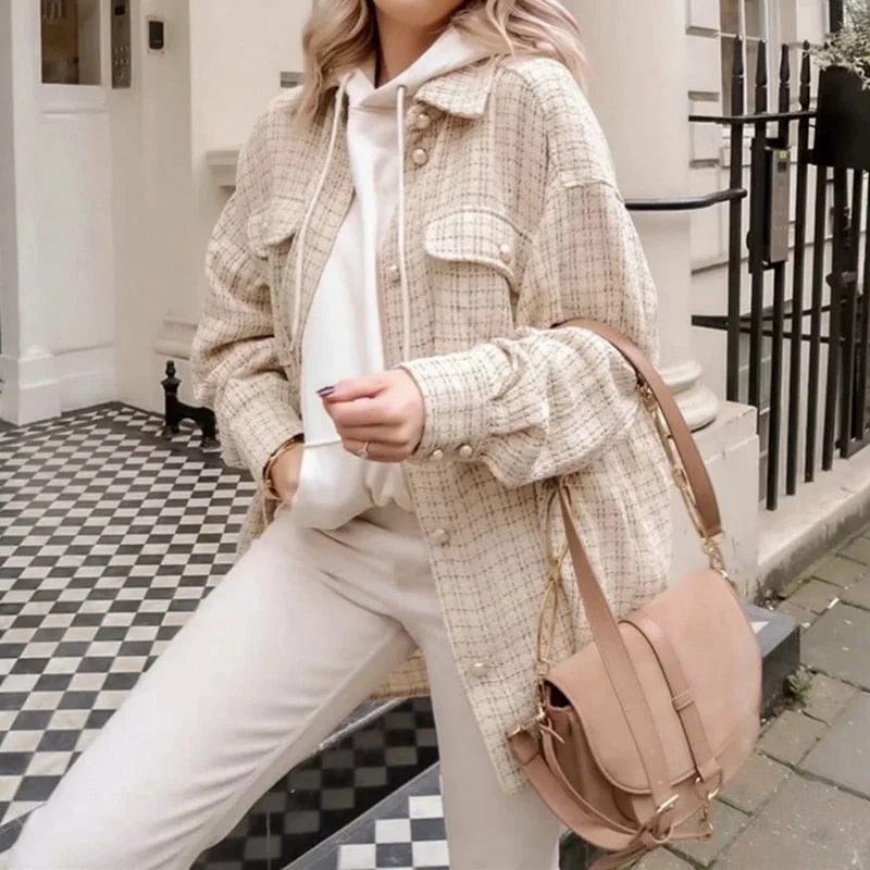 Last Chance Awakecrm Merodi Autumn Fashion Ladies Khaki Plaid Loose Shirt Jackets Women Stylish Jewelry Button Thick Coat Girl Oversize Jacket Outwea Last Chance Awakecrm Merodi Autumn Fashion Ladies Khaki Plaid Loose Shirt Jackets Women Stylish Jewelry Button Thick Coat Girl Oversize Jacket Outwea