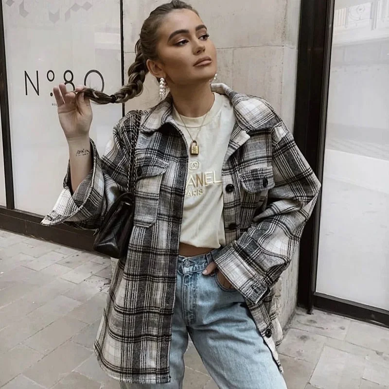 Hot Deal Awakecrm Merodi Autumn Stylish Lady Plaid Print Za Long Outwear Jackets Women British Style Long Sleeve Warm Loose Shirt Jacket Chic Hot Deal Awakecrm Merodi Autumn Stylish Lady Plaid Print Za Long Outwear Jackets Women British Style Long Sleeve Warm Loose Shirt Jacket Chic