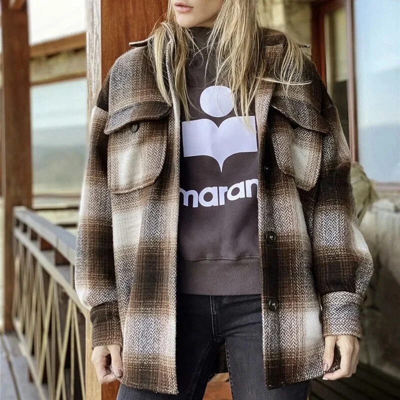 Holiday Sale Awakecrm Merodi Vintage Plaid Woolen Woman Oversize Long Loose Jacket Autumn Fashion Lady Thick Streetwear Coat Female Jackets Chic Holiday Sale Awakecrm Merodi Vintage Plaid Woolen Woman Oversize Long Loose Jacket Autumn Fashion Lady Thick Streetwear Coat Female Jackets Chic