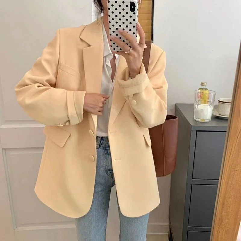 Year-End Sale New Autumn Winter Women's Blazers Pockets Formal Jackets Vintage Fashionable Office Lady Elegant Oversize Wild Tops JK21108 Year-End Sale New Autumn Winter Women's Blazers Pockets Formal Jackets Vintage Fashionable Office Lady Elegant Oversize Wild Tops JK21108