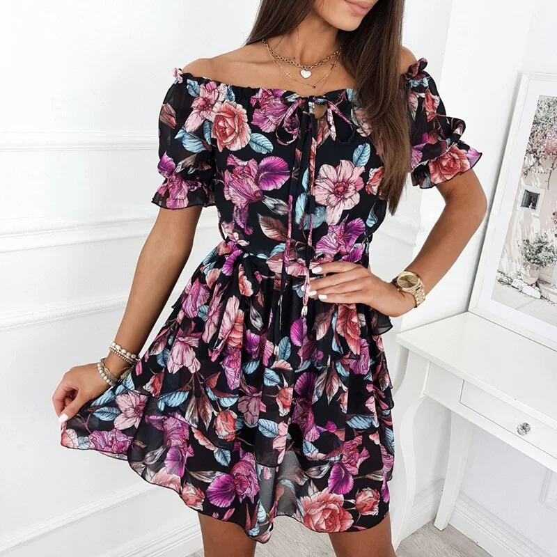 Savings Spectacular Summer Boho Off Shoulder Floral Print Dress Women Casual Ruffle A Line Sundress Short Female Holiday Mini Flower Dress New Savings Spectacular Summer Boho Off Shoulder Floral Print Dress Women Casual Ruffle A Line Sundress Short Female Holiday Mini Flower Dress New