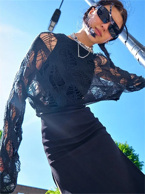 Crazy Savings Awakecrm Joskaa Wsevypo Women Goth Black Knit Cropped Sweaters Grunge Punk Style Hollow Out Ripped Long Sleeve Pullover Smock Tops Loose Jumpers Crazy Savings Awakecrm Joskaa Wsevypo Women Goth Black Knit Cropped Sweaters Grunge Punk Style Hollow Out Ripped Long Sleeve Pullover Smock Tops Loose Jumpers
