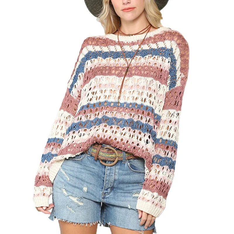 Huge Savings Awakecrm Joskaa Wsevypo Women's Hollow Out Knitted Sweaters Casual Color Block Striped Long Sleeve Round Neck Loose Pullover Tops Fall Jumpers Huge Savings Awakecrm Joskaa Wsevypo Women's Hollow Out Knitted Sweaters Casual Color Block Striped Long Sleeve Round Neck Loose Pullover Tops Fall Jumpers