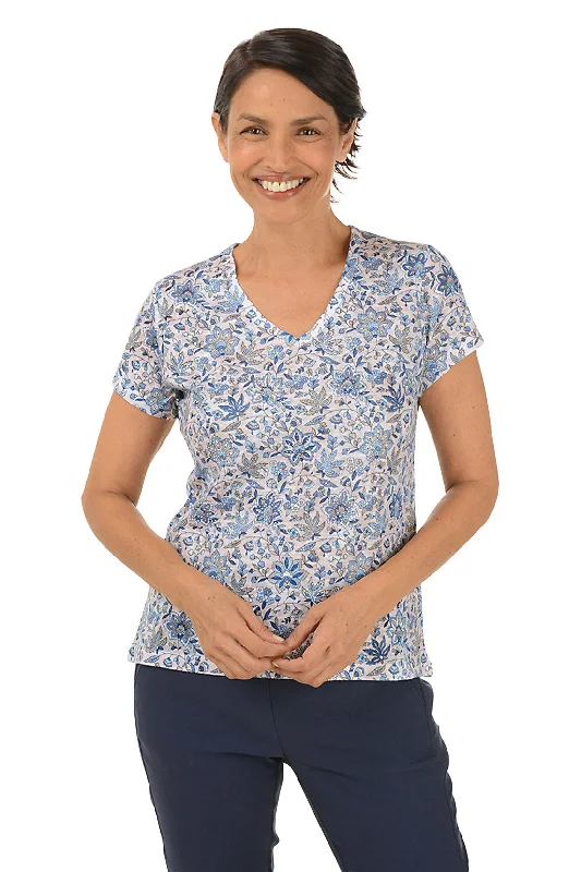 Best Bargains Forget-Me-Not Studded V-Neck Top