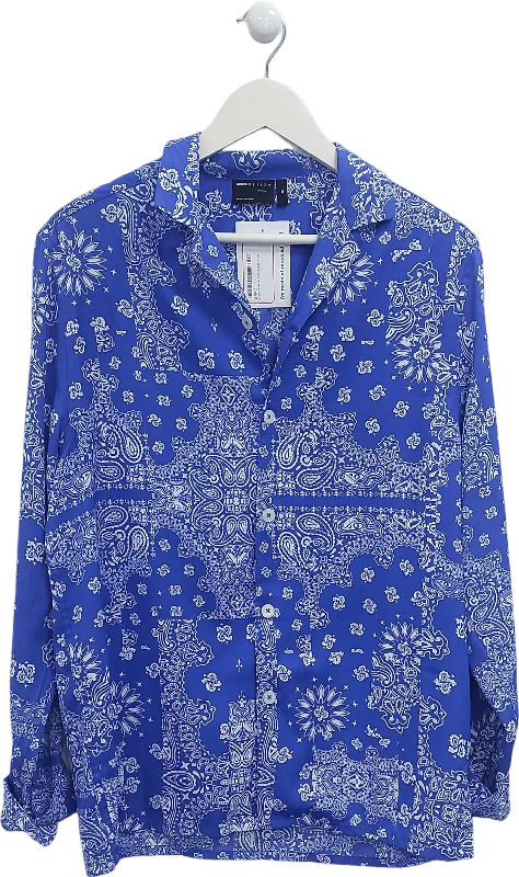Time-Limited Offer ASOS Blue Paisley Print Shirt UK XS