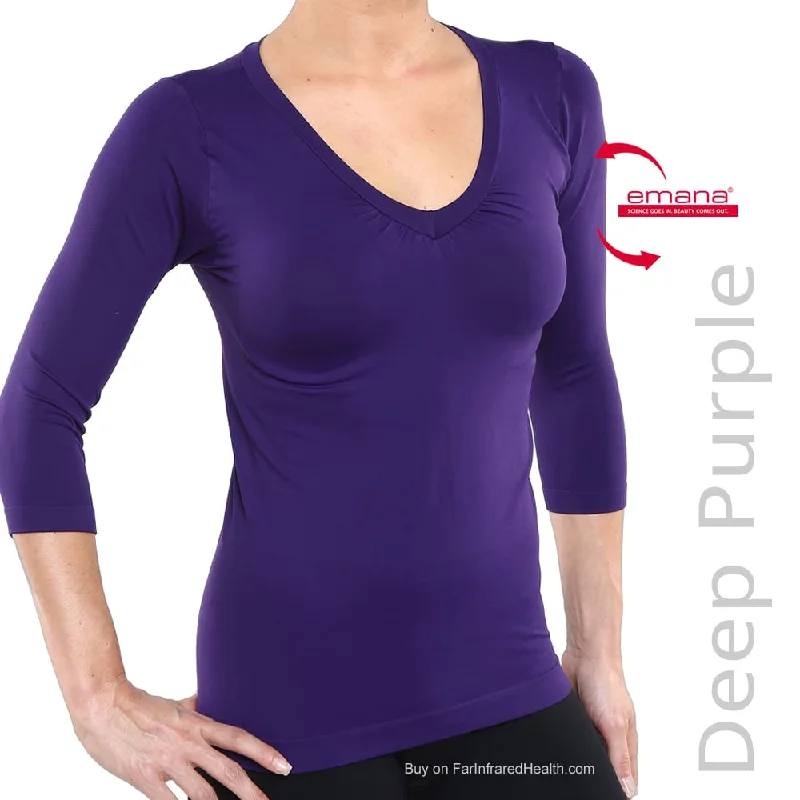 Special Discount Circulation 3/4 Sleeve V-Neck Infrared Shirt - Women