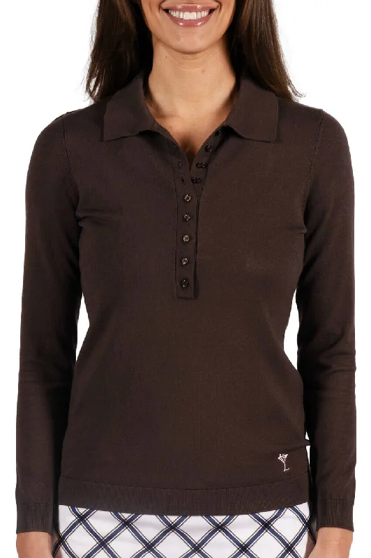 Clearance Sale Cocoa Button Polo Sweater