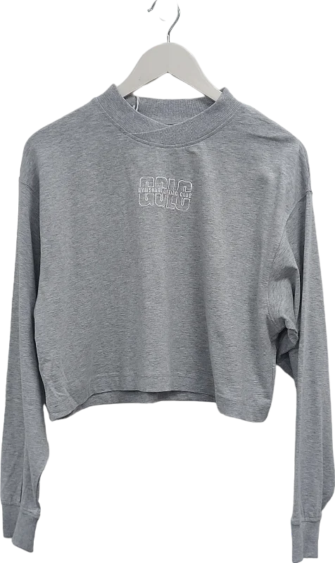 Mega Deal gymshark Grey Oversize Graphic Outline Long Sleeve Top UK M