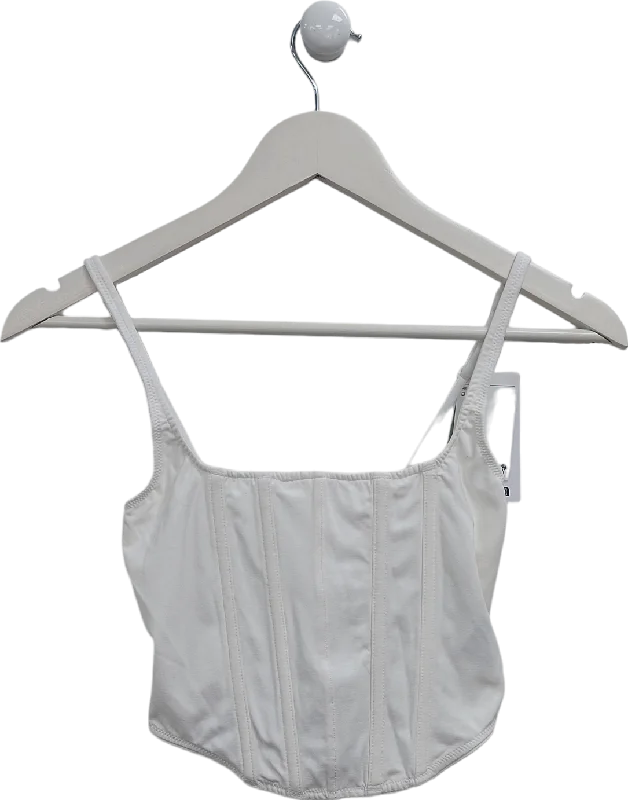 Hot Deal H&M White Strappy Corset Crop Top UK XS